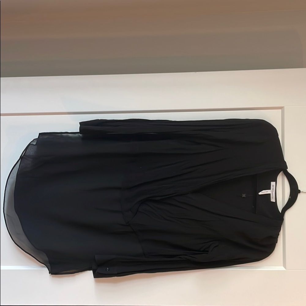 BCBG long sleeve black top with sheer bottom